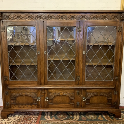 Fantastic Quality Carved Oak Bevan Funnell Three Door Bookcase - Now Sold