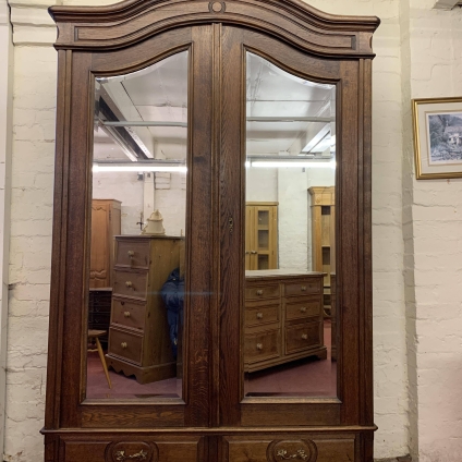 Fabulous Antique French Carved Oak Double Door Mirrored Armoire/wardrobe _ Now Sold