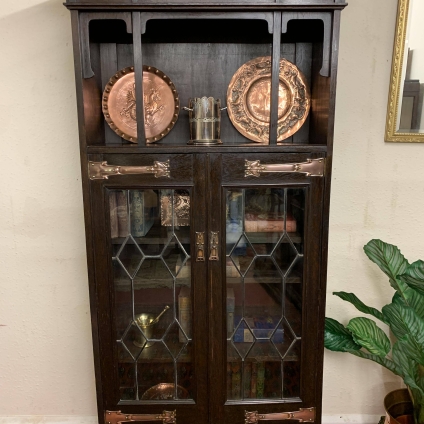 Stunning Arts & Crafts Oak Glazed Cabinet/bookcase Circa 1900 - Now Sold