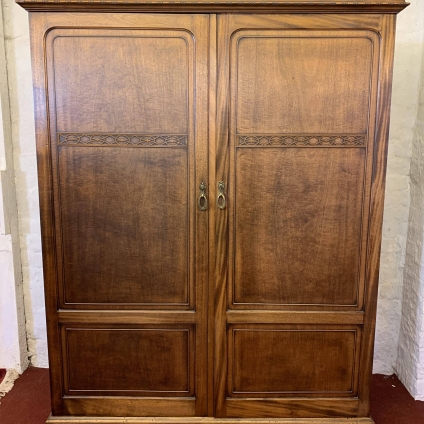 Handsome Antique Mahogany Gentlemans Compactum Wardrobe By Harrods - Now Sold