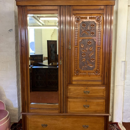 Stunning Antique Carved Walnut Combination Wardrobe - Now Sold