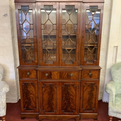 Neat Sized Mahogany Four Door Brakefront Sectretaire Bookcase - Now Sold