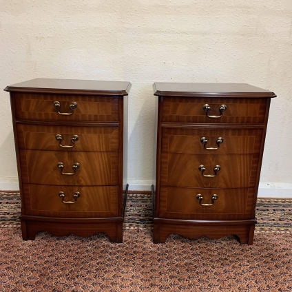 Fantastic Quality Pair Of Inlaid Mahogany Bow Front Chest Of Four Drawers - Now Sold
