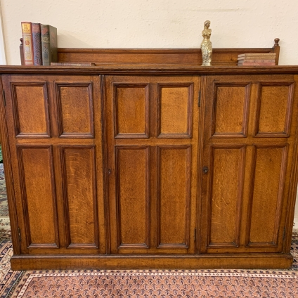 Antique Three Door Panelled Oak School Cupboard Circa 1910 - Now Sold