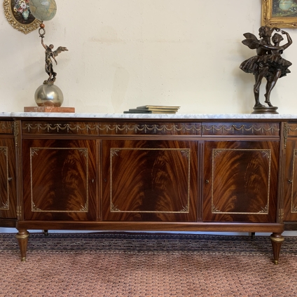 Stunning Antique French Neo Classical Shaped Mahogany Marble Top Credenza - Now Sold