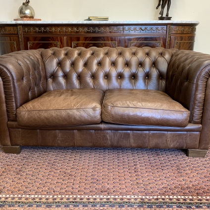 Outstanding Quality Antique Brown Leather Chesterfield By Natuzzi Of Italy - Now Sold