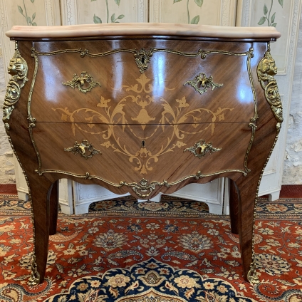 Fabulous French Walnut And Ormolu Marble Topped Bombe Chest Of Drawers - Now Sold