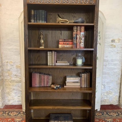 Tall Carved Oak Old Charm Open Bookcase - Now Sold