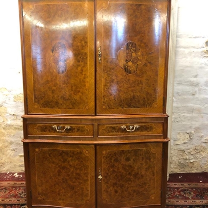 Outstanding Quality Inlaid Walnut Serpentine Shaped Epstein Bro Cocktail Cabinet - Now Sold