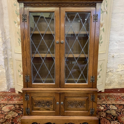 Fantastic Quality Old Charm Carved Oak Glazed Bookcase - Now Sold