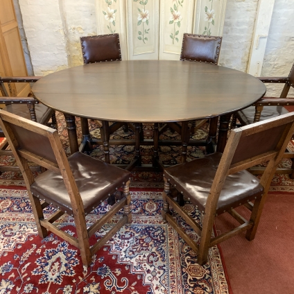 Fantastic Quality Oak Double Gate Leg Table And Six Matching Chairs - Now Sold