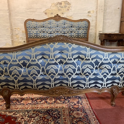 Fantastic French Shaped Carved Oak Upholstered King Sized Bed - Now Sold