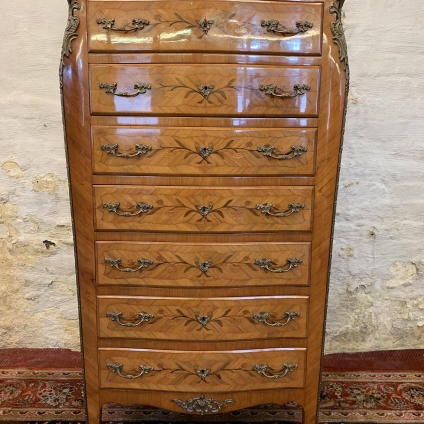 Impressive French Marquetry Inlaid Kingwood And Ormolu Marble Top Chest - Now Sold