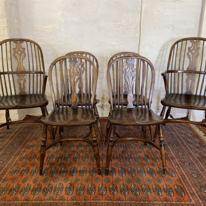Fantastic Quality Set Of Six Crinoline Stretchered Chairs - Now Sold