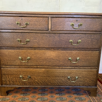 Antique Quality Oak Chest Of Five Drawers - Now Sold