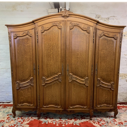 Outstanding Quality French Carved Oak Four Door Brakefront Armoire/wardrobe - Now Sold