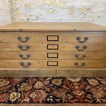 Stylish Antique Pine Four Drawer Plan Chest/coffee Table - Now Sold