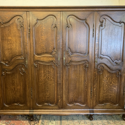 Outstanding Quality Antique French Carved Oak Four-door Armoire/wardrobe - Now Sold