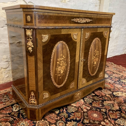 Stunning French Inlaid Walnut And Gilt Two Door Cabinet - Now Sold