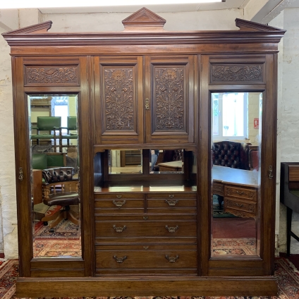 Outstanding Quality Victorian Carved Walnut Combination Wardrobe - Now Sold