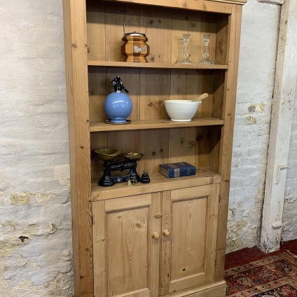 Tall Pine Open Bookcase With Cupboards Below - Now Sold
