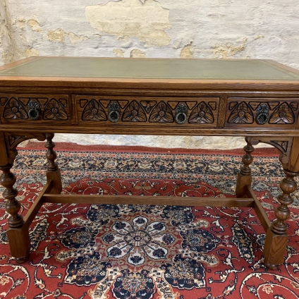 Fantastic Quality Old Charm Carved Oak Leather Top Writing Table/desk - Now Sold