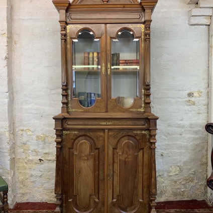 Stunning Arts And Crafts Gothic Walnut Glazed Cabinet/cupboard Circa 1900 - Now Sold