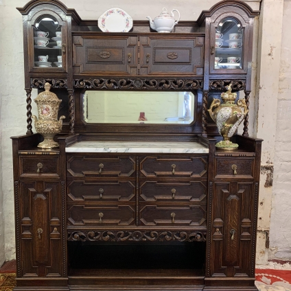 Quality Antique Carved Oak Barley Twist Dresser/cabinet/cupboard Circa 1920 - Now Sold