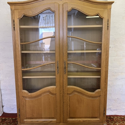 Elegant Vintage French Carved Oak Glazed Bookcase - Now Sold