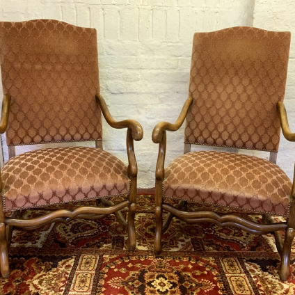 Fantastic Pair Of Antique French Walnut Upholstered Armchairs - Now Sold