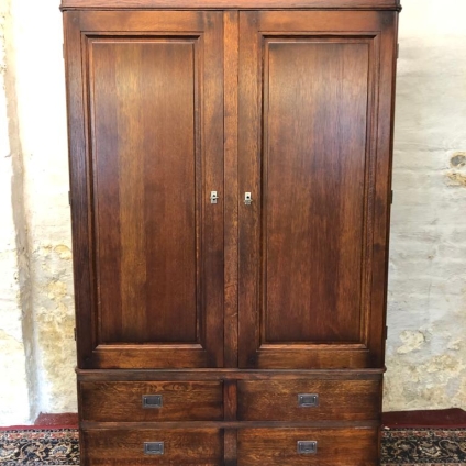 Fantastic Quality Oak Two-door Housekeepers Cupboard With Drawers Below - Now Sold