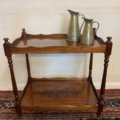 Fabulous Quality Inlaid Mahogany Shaped Two Tier Serving Trolley - Now Sold