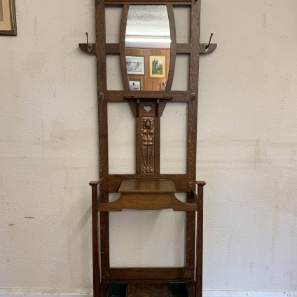 Fabulous Antique Oak Arts And Crafts Mirrored Hall Stand Circa 1905 - Now Sold