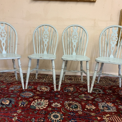 Set Of Four Vintage Painted Wheelback Kitchen Chairs - Now Sold