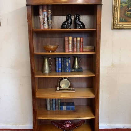 Fantastic Quality Walnut Tall Open Curved Bookcase - Now Sold