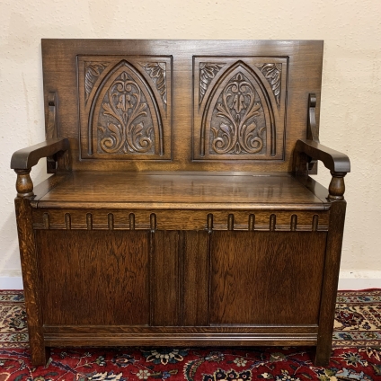Antique Carved Oak Monks Bench/settle/seat - Now Sold