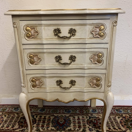 Fabulous French Shaped Cream And Gilt Chest Of Three Drawers - Now Sold