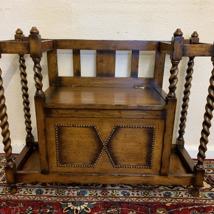 Fantastic Quality Barley Twist Oak Hall Seat/umbrella Stand - Now Sold
