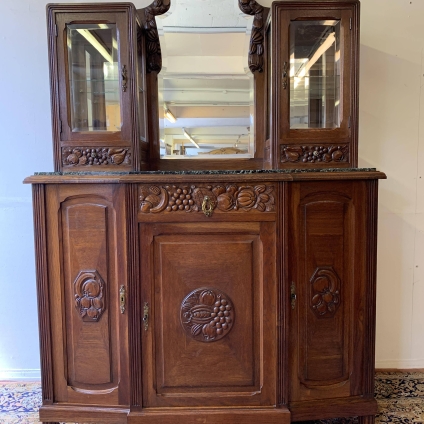 Fantastic French Antique Carved Oak Marble Top Cabinet/cupboard/dresser - Now Sold