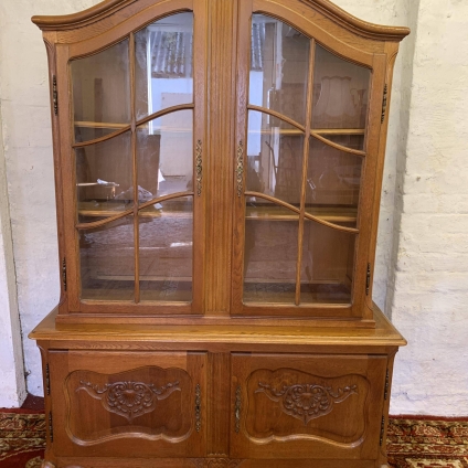 Elegant French Carved Oak Glazed Cabinet/vitrine - Now Sold