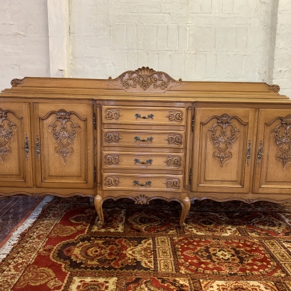 Outstanding Quality French Shaped Carved Oak Breakfront Dresser/sideboard/credenza - Now Sold