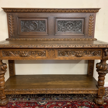 Stunning Ornately Carved English Victorian Oak Buffet Circa 1895 - Now Sold
