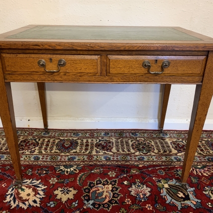 Elegant Edwardian Oak Leather Top Two Drawer Desk Circa 1915 - Now Sold