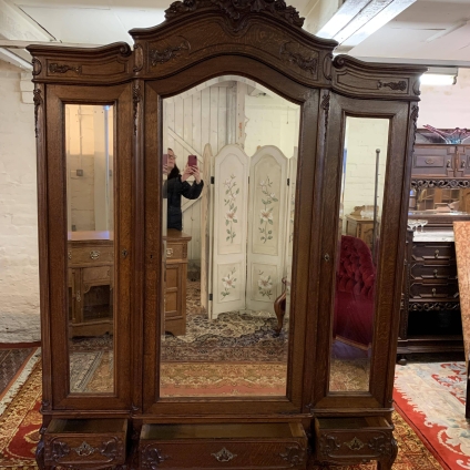Stunning French Antique Carved Oak Mirrored Armoire/wardrobe Circa 1890 - Now Sold