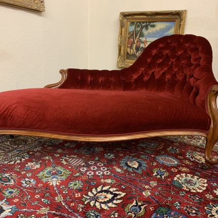 Fabulous Victorian Shaped Mahogany Chaise Lounge Circa 1885 - Now Sold