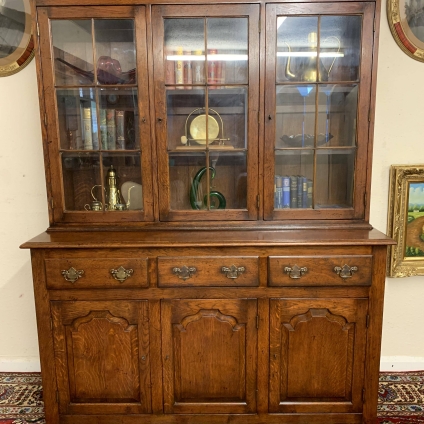 Outstanding Quality Oak Three Door Glazed Bookcase/cabinet - Now Sold