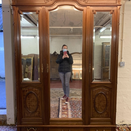 Outstanding Quality Antique French Walnut Triple Mirror Door Armoire/wardrobe - Now Sold