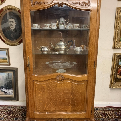 Elegant French Carved Oak Glazed Vitrine/cabinet - Now Sold