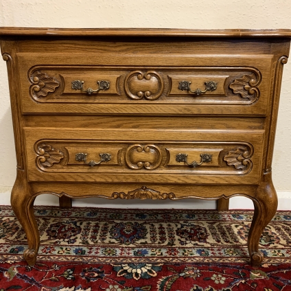 French Carved Oak Shaped Chest Of Drawers - Now Sold