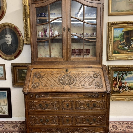 Stunning French Carved Oak Bureau Bookcase Circa 1930 - Now Sold